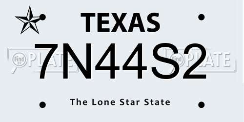 7N44S2 Texas License Plate