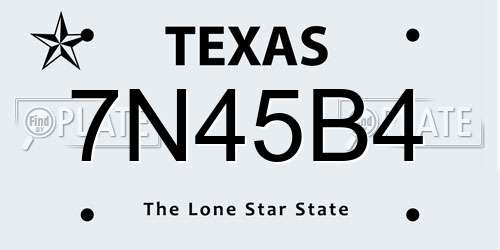 7N45B4 Texas License Plate
