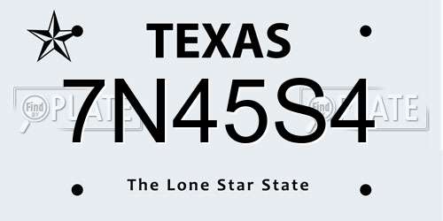 7N45S4 Texas License Plate