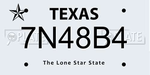 7N48B4 Texas License Plate