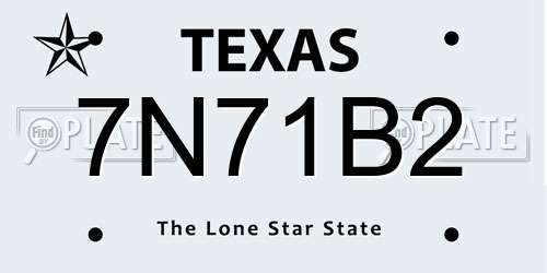 7N71B2 Texas License Plate