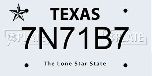 7N71B7 Texas License Plate