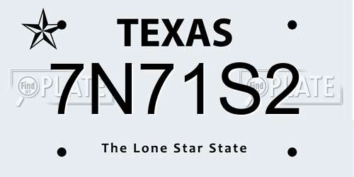 7N71S2 Texas License Plate