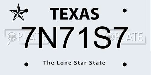 7N71S7 Texas License Plate