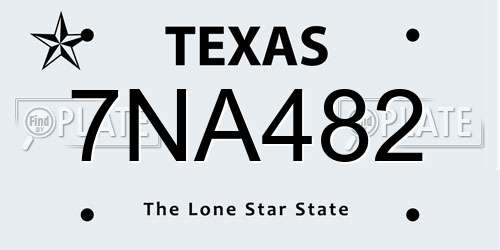 7NA482 Texas License Plate