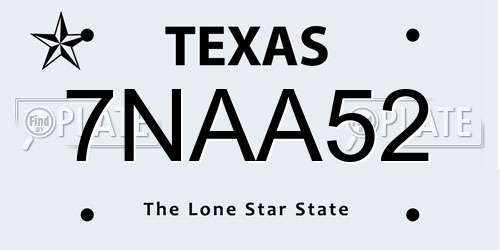 7NAA52 Texas License Plate