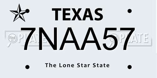 7NAA57 Texas License Plate