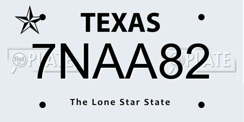 7NAA82 Texas License Plate