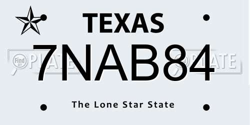 7NAB84 Texas License Plate