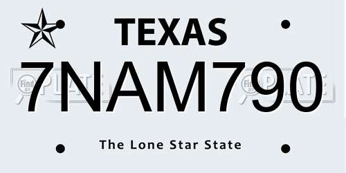 7NAM790 Texas License Plate