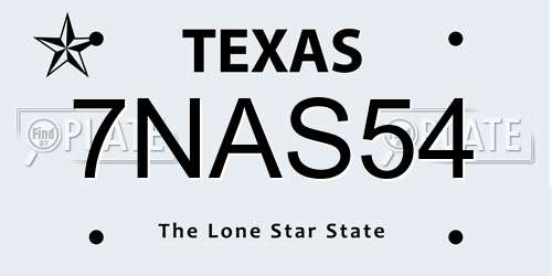 7NAS54 Texas License Plate