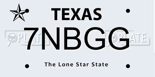 7NBGG Texas License Plate