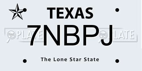 7NBPJ Texas License Plate
