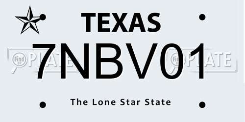7NBV01 Texas License Plate