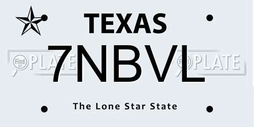 7NBVL Texas License Plate