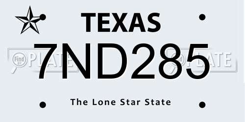 7ND285 Texas License Plate