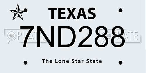 7ND288 Texas License Plate