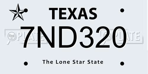 7ND320 Texas License Plate