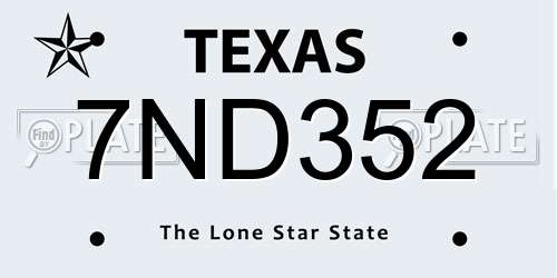 7ND352 Texas License Plate