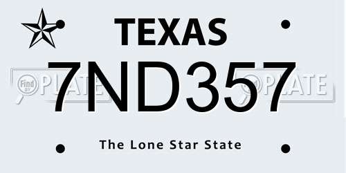 7ND357 Texas License Plate