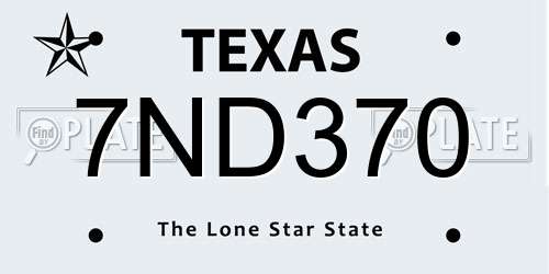 7ND370 Texas License Plate