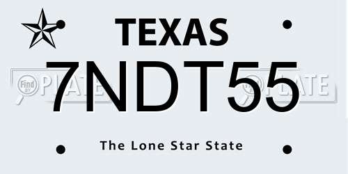 7NDT55 Texas License Plate