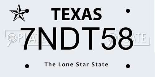 7NDT58 Texas License Plate