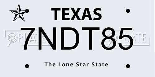 7NDT85 Texas License Plate