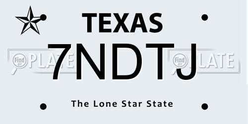 7NDTJ Texas License Plate