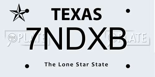 7NDXB Texas License Plate