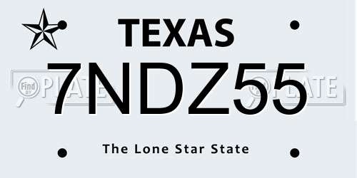 7NDZ55 Texas License Plate