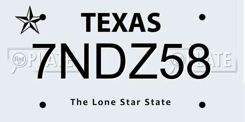 7NDZ58 Texas License Plate