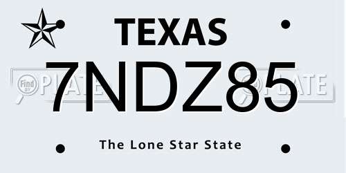 7NDZ85 Texas License Plate