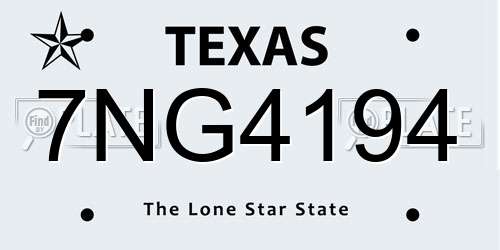7NG4194 Texas License Plate