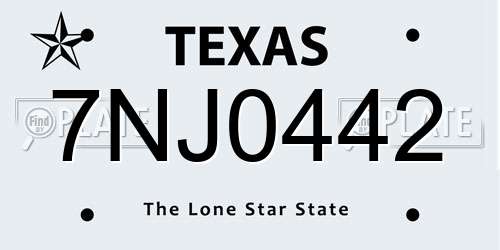 7NJ0442 Texas License Plate