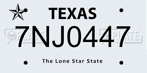 7NJ0447 Texas License Plate