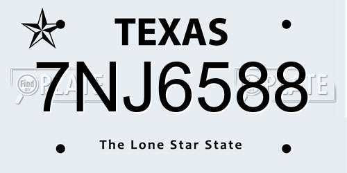 7NJ6588 Texas License Plate