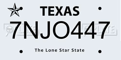 7NJO447 Texas License Plate
