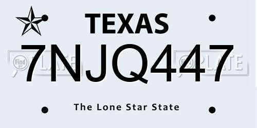7NJQ447 Texas License Plate