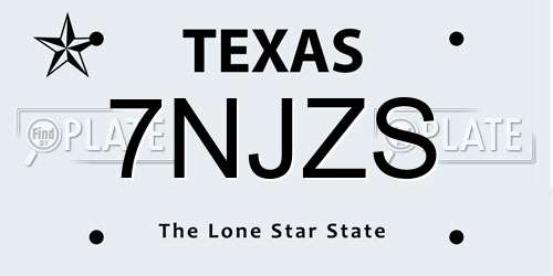 7NJZS Texas License Plate