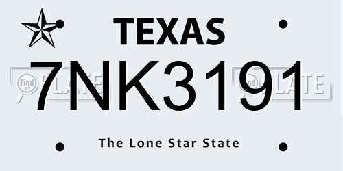 7NK3191 Texas License Plate