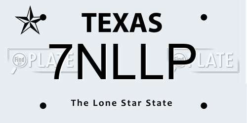 7NLLP Texas License Plate
