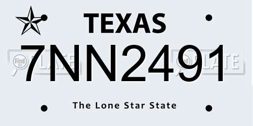 7NN2491 Texas License Plate