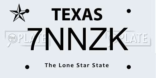 7NNZK Texas License Plate