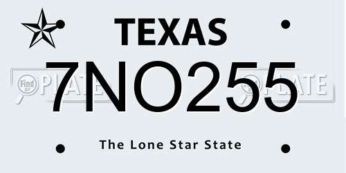 7NO255 Texas License Plate
