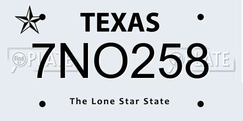 7NO258 Texas License Plate