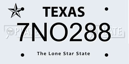 7NO288 Texas License Plate