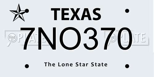 7NO370 Texas License Plate