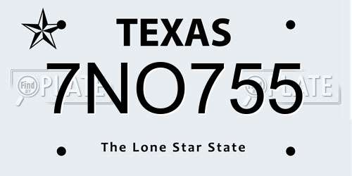 7NO755 Texas License Plate