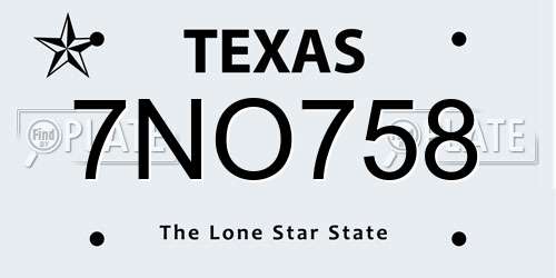 7NO758 Texas License Plate